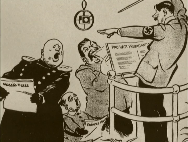 Cartoon of Hitler and Stalin making music together.